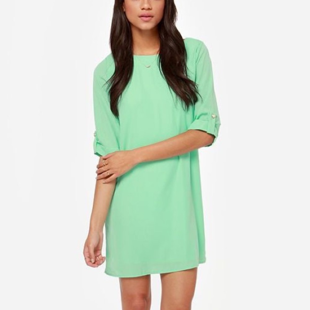 Everly Mint Green Shift Dress 3/4 Sleeve